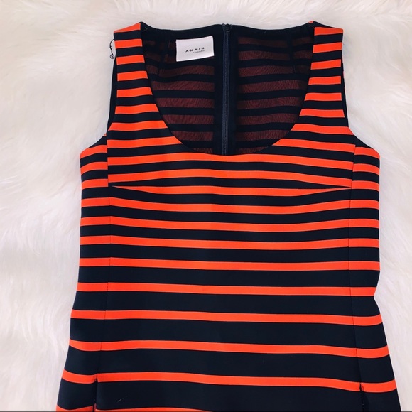 Akris Punto Sleevless Navy & Rust Stripe Dress - Picture 4 of 8